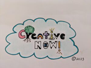 Hand-drawn logo for Creative Now Moments website.